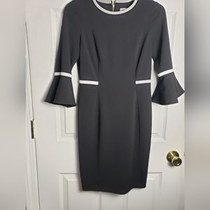 Calvin Klein Sheath Bi-color 3/4 Bell Sleeve Dress